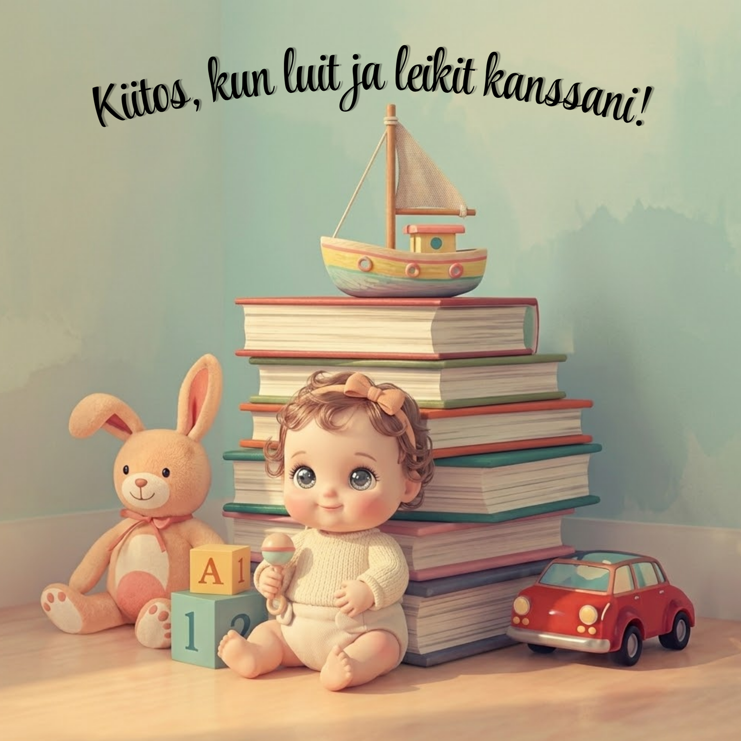 Jääkaappimagneetti - Kiitos, kun luit ja leikit kanssani