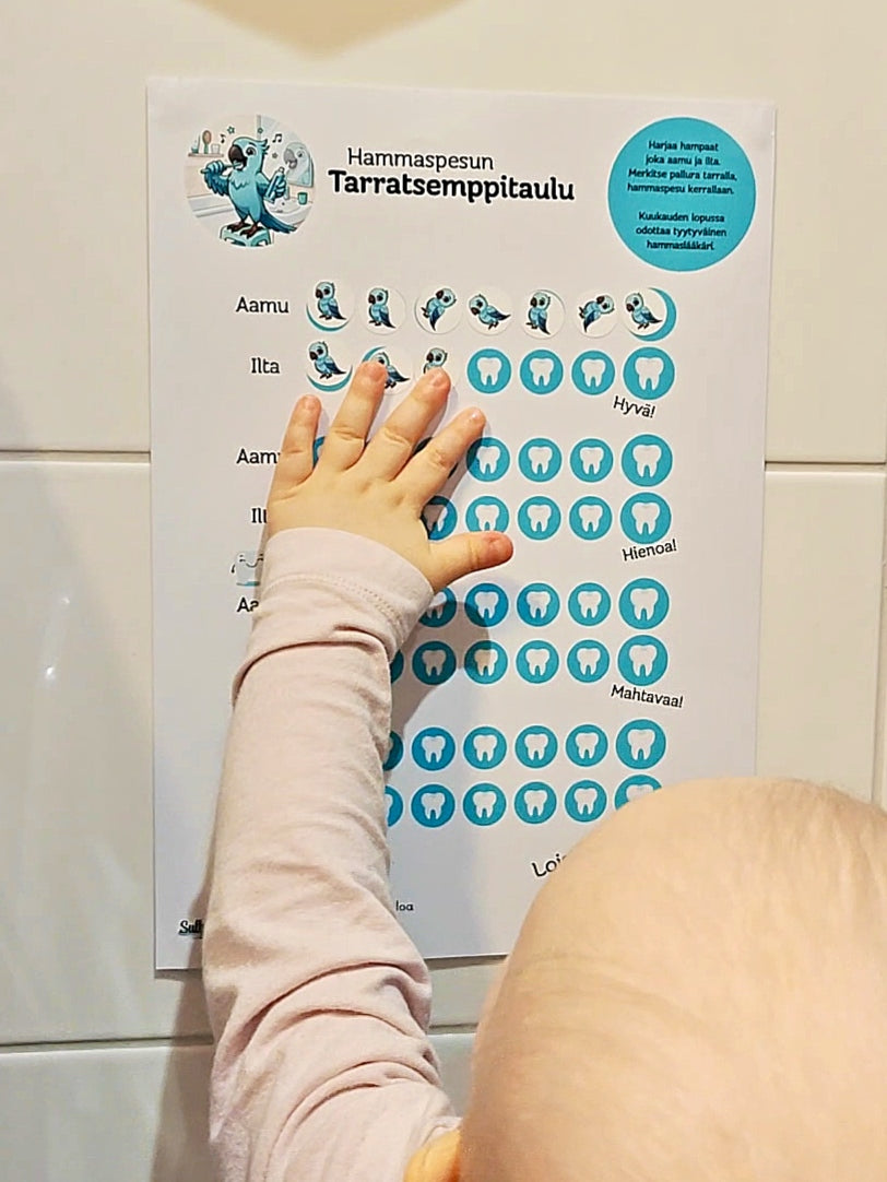 Tsemppitaulu hammaspesuun, kuukausi rivit